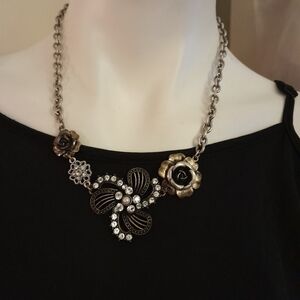 American Eagle Outfitters- Multi Metal & Rhinestone Floral Adjustable Necklace